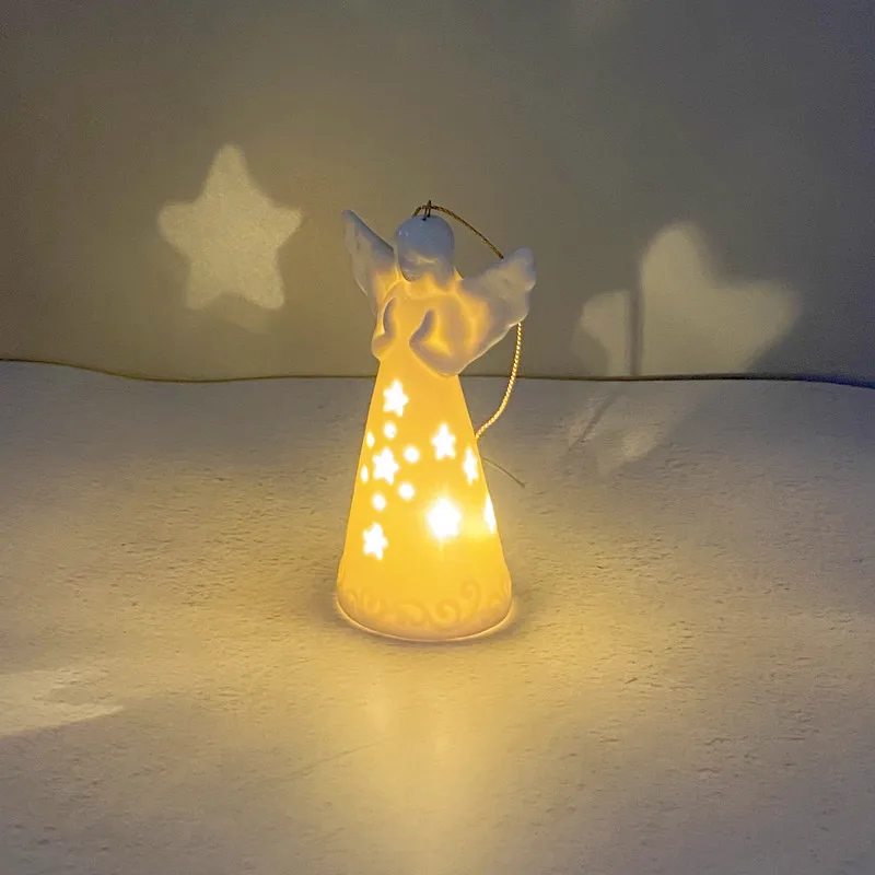 

Креативные керамические пустотелые молитвенные ангелы, светодиодные лампы, орнамент, персонализированные европейские рождественские и Па...