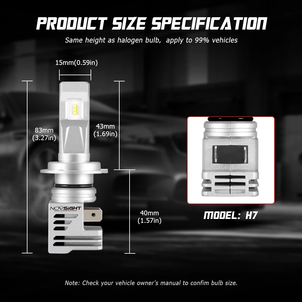 Novsight H7 H4 H3 H1 Светодиодные Автомобильные фары 6000K 10000lm Пара Автомобильные H11 9005 9006 HB2 Hi/lo луч авто фары лампы