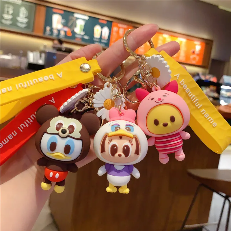 Disney Mickey Minnie Winnie The Pooh Figure Model Keychain Cartoon Key Chain Creative Bag Pendant Accessories Girls Gifts | Игрушки и