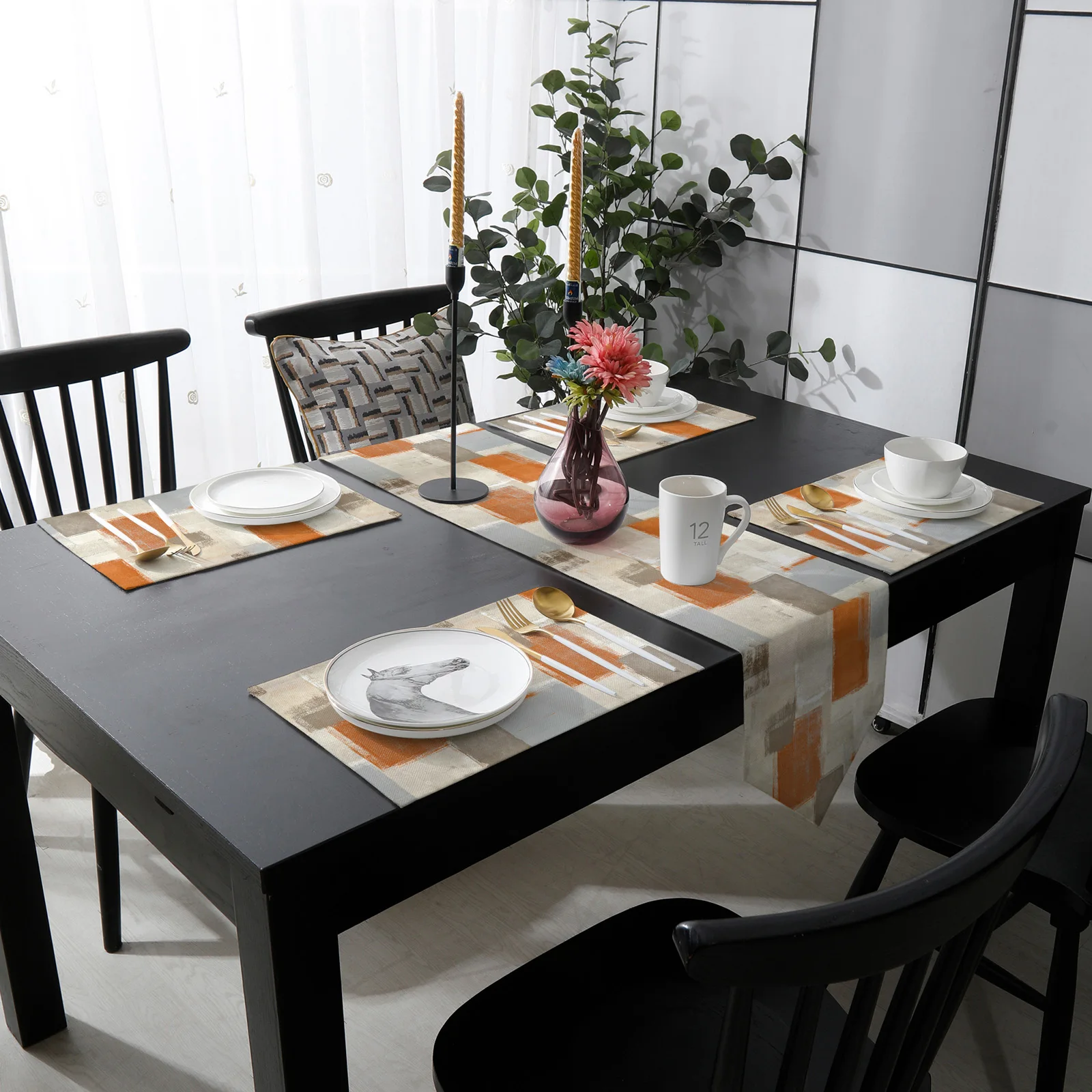 Оранжевый граффити абстрактная настольная дорожка и подстилка набор настольных