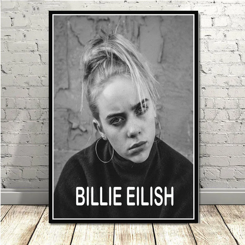 Горячая Billie Eilish музыкальная певица поп-звезда плакаты и принты картины на стене холст живопись декоративная домашний декор Куадрос - Цвет: 4