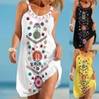 Мини-Сарафан женский без рукавов, пикантное пляжное свободное Повседневное платье с лямкой на шее, с круглым вырезом, на лето, 2021