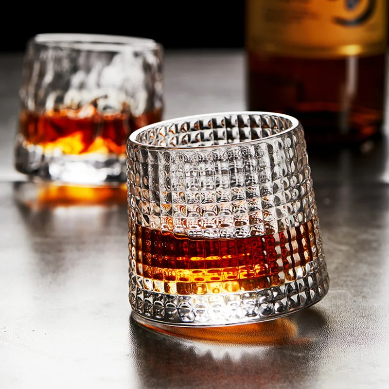 

French Spin Wine Glass Rotate Not Fall Whiskey Glasses Top Whisky Chivas Rock Cup Restaurant Desserts Tumbler