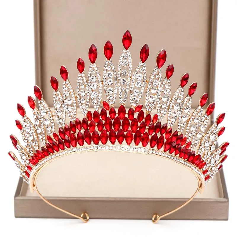 FORSEVEN/красный/серебристый цвет Хрустальная тиара корона головная повязка для