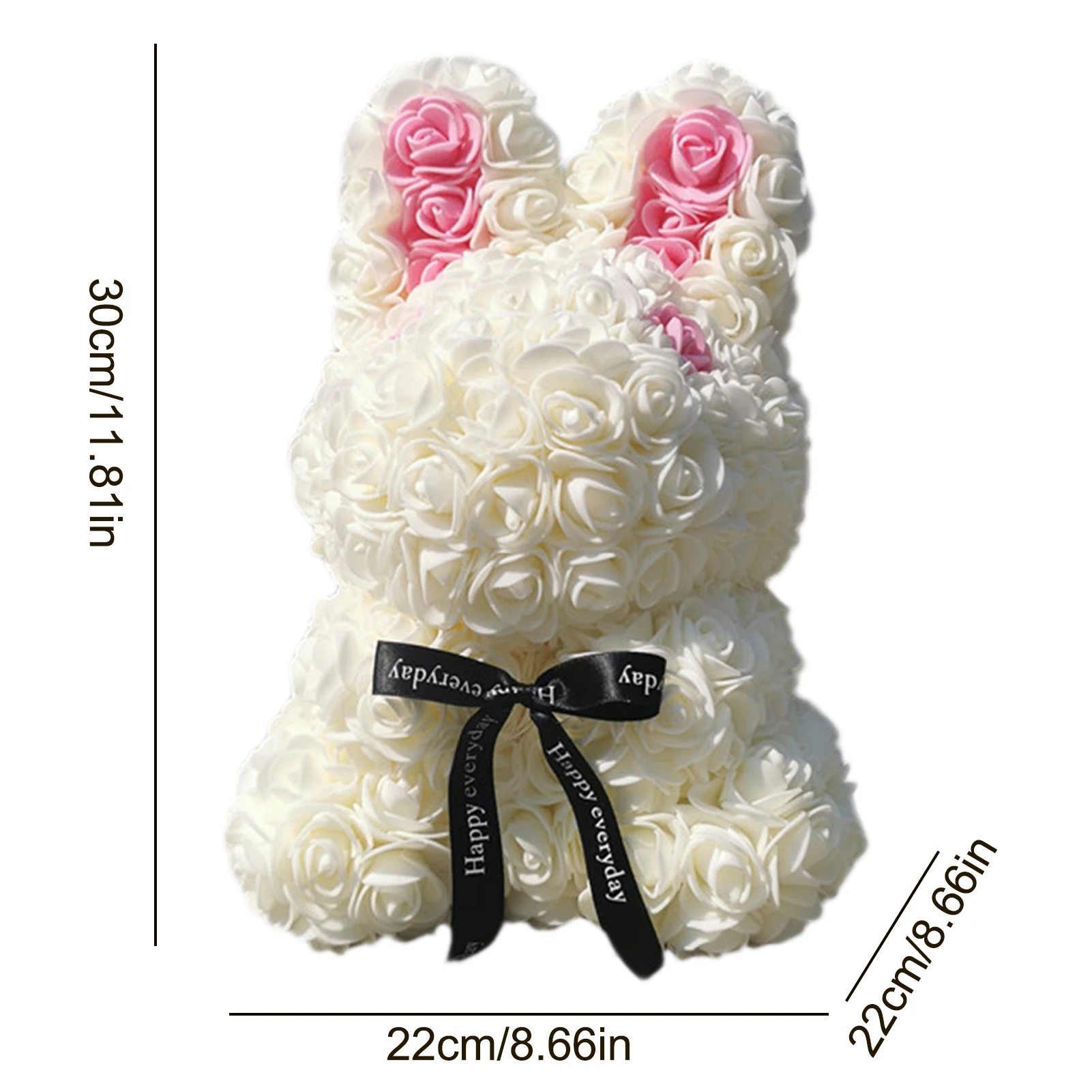 

30cm Simulation Rose Flower Rabbit Christmas Mother's Day Obedient Rabbit PE Foam Rabbit Immortal Flower Home Decoration
