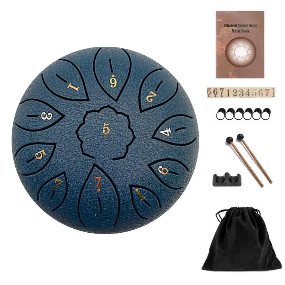 

6 Inch Mini Drum 11 Tone Steel Tongue Drum Tune C Percussion Hand Pan Drum With Padded Drum Bag Musical Instruments Gift