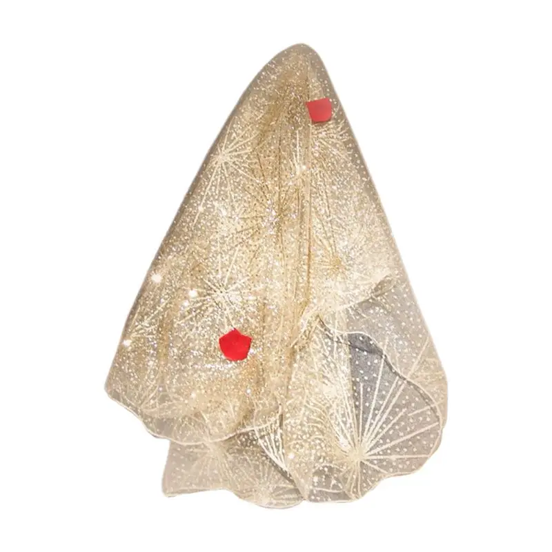 

2021 New Bride Short Mesh Tulle Wedding Veil Romantic Shimmer Starry Sky Sequins Headwear