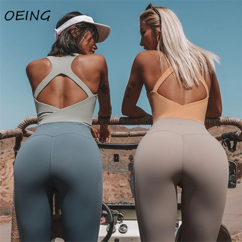 

Workout Leggings Set One Piece Yoga Jump Suit for Women Dry Fit Backless Tights Sport Playsuit Fitness