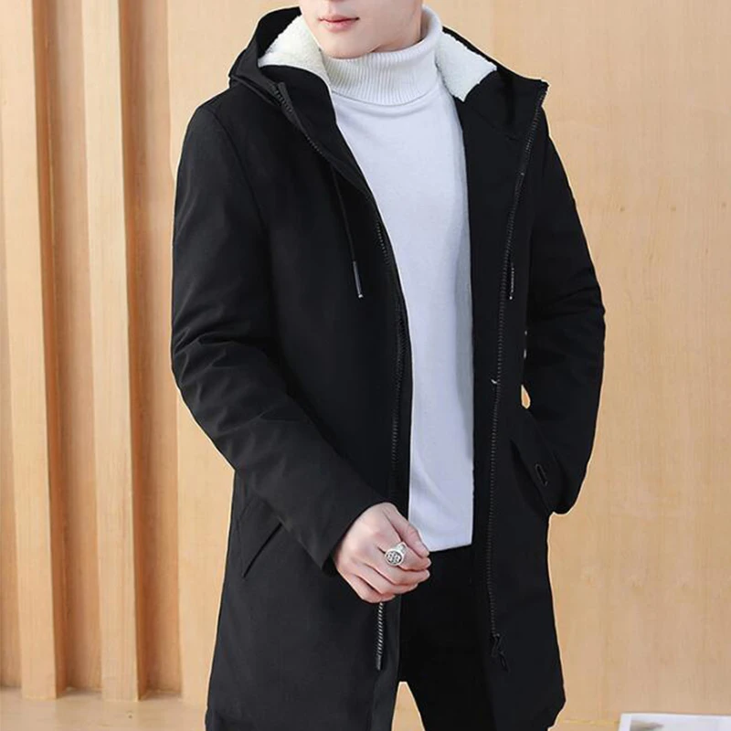Фото 2019 зимнее мужское длинное пальто модные толстые теплые тонкие повседневные