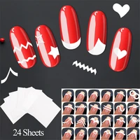 24 sheets french style manicure nail art salon tips tape stickers decal guide diy nails art stencil template decorations tools