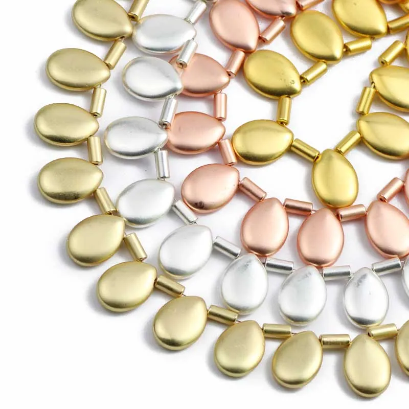 Матовое золото капли воды Форма гематит Натуральный Камень 13x18 мм 5 шт. Распорки