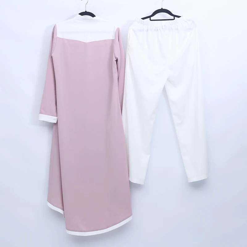 Abaya турецкое искусственное мусульманское платье Женский комплект из топа и брюк
