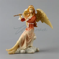 creative woman play flute statue angel figure art sculpture resin craft home decoration accessories birthday gift r3324