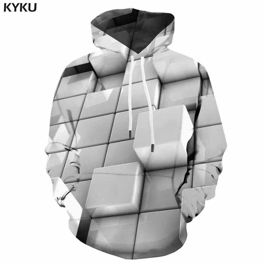

Худи мужское с 3D-принтом, психоделический свитшот с абстрактным рисунком кубика, белая Повседневная Уличная одежда с капюшоном