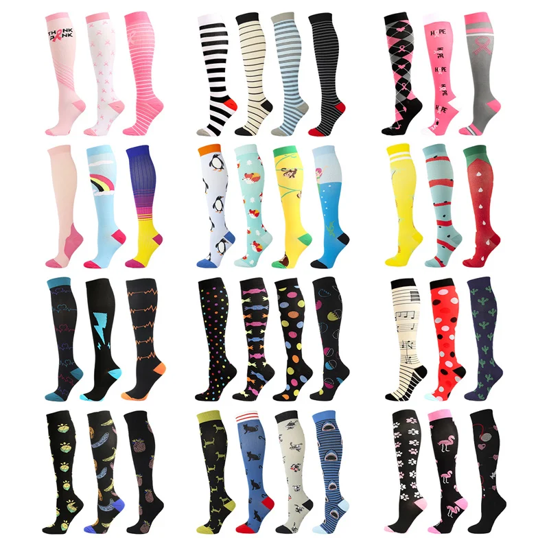 

Women's High Tube Socks New 2021 Winter Art Printing Pattern Breathable Men Home Apparel Female Cotton Compression Stretch Sock