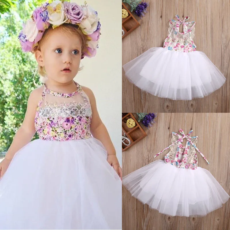 

AA Baby Kids Girl Tulle Tutu Floral Dress Party Wedding Gown Formal Dress Sundress 0-3 Years