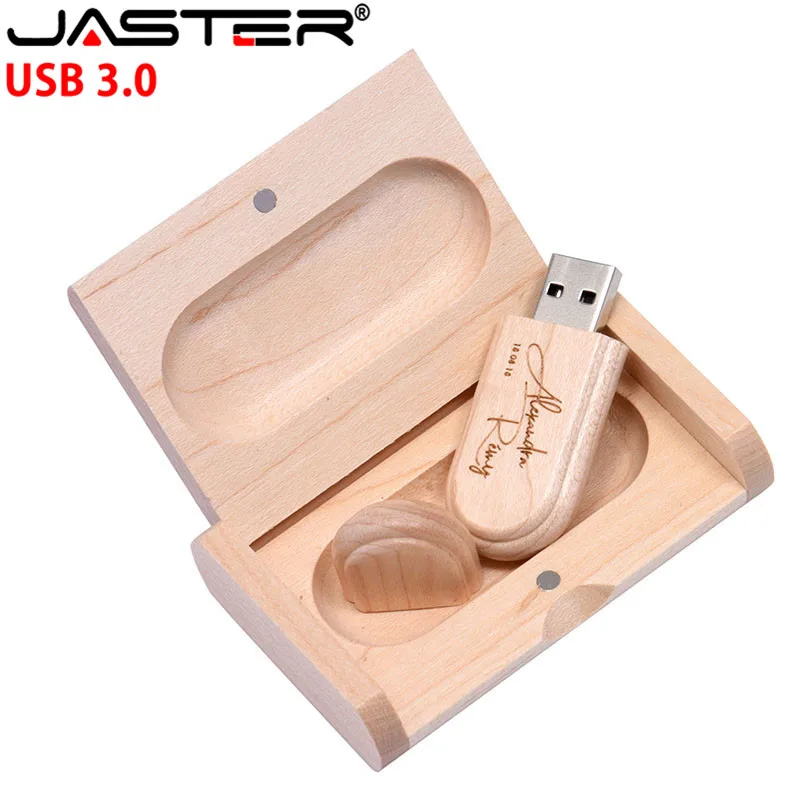 JASTER USB 3 0 лазерная гравировка деревянный + коробка Флешка 4 ГБ 16 32 64 128 флэш