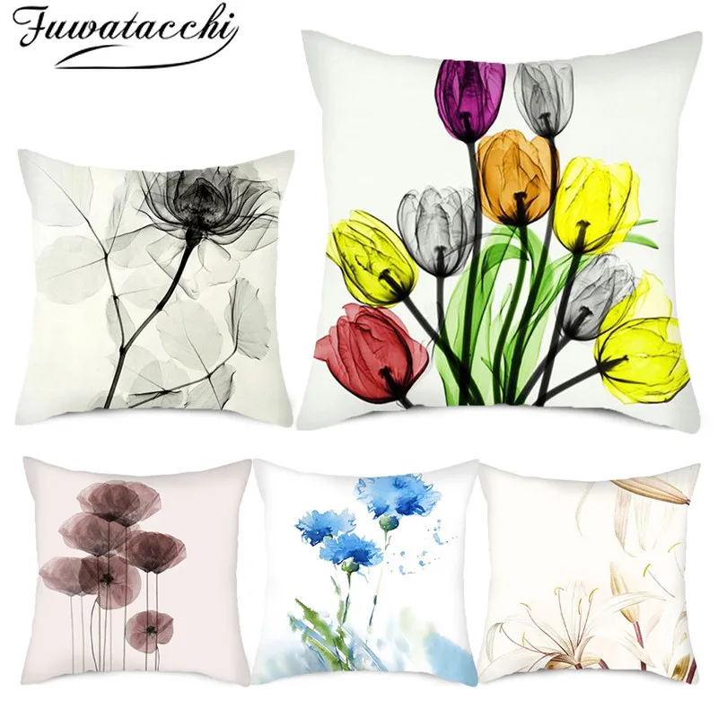 Чехол для подушки с цветами Fuwatacchi красочный цветочный Фото чехол дома дивана