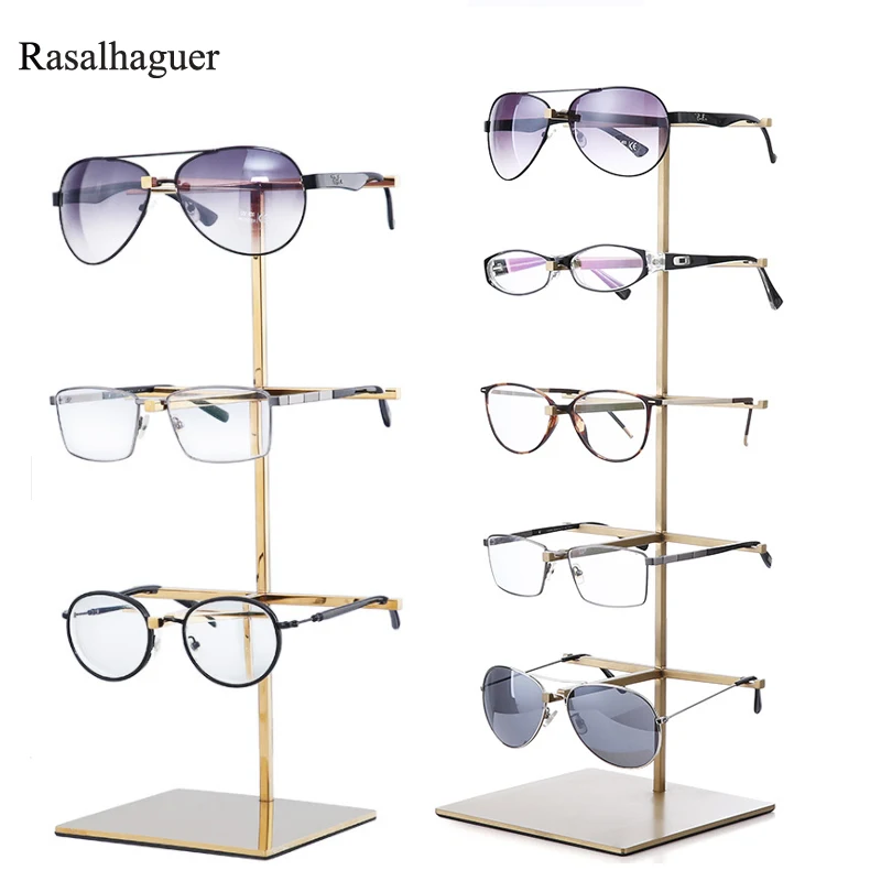 Glasses Eyeglasses Metal Gold Black Display Stands Shelf Glasses Display Show Stand Holder Rack 5 Sizes Options High Quality