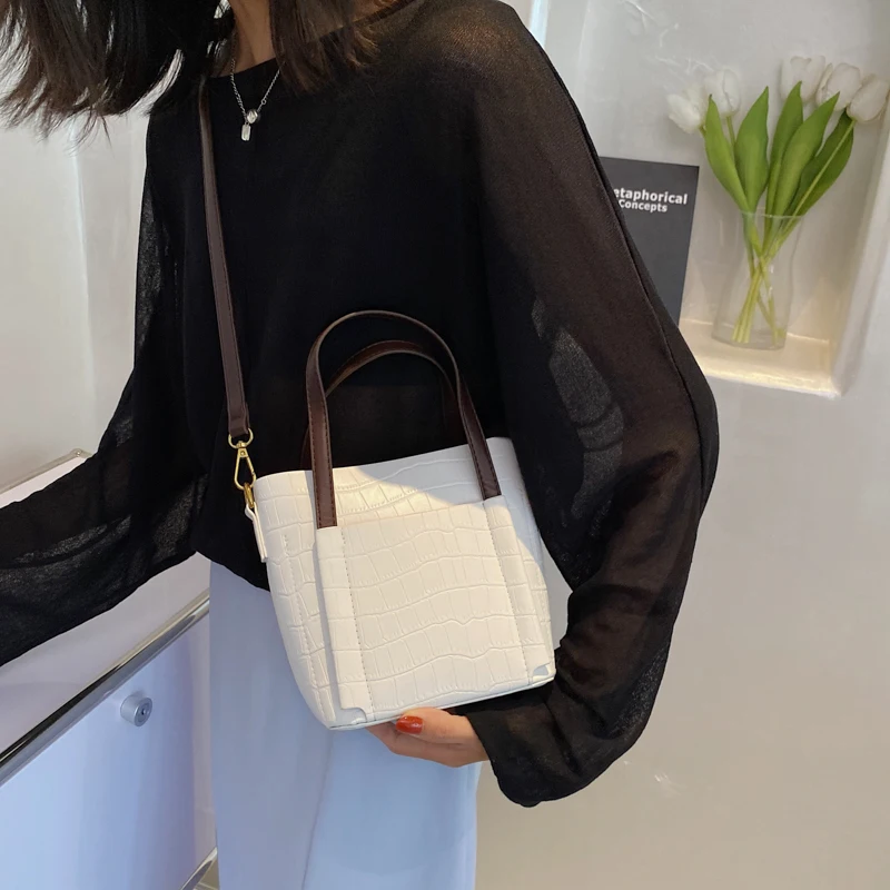 

Crocodile Pattern Tote Women PU Leather Totes PU Leather Crossbody Bag Fashion Vintage Designer Shoulder Bag Girl Top-Handle Bag