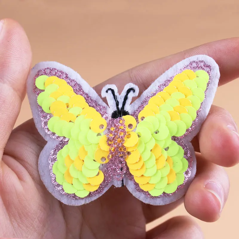 Наклейки с бабочками нашивки блестками и вышитые для одежды аппликация в полоску