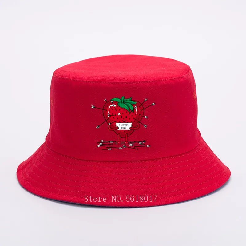 Шляпа-ведро с клубникой Love I Choose забавная рыболовная Кепка хлопковая кепка для