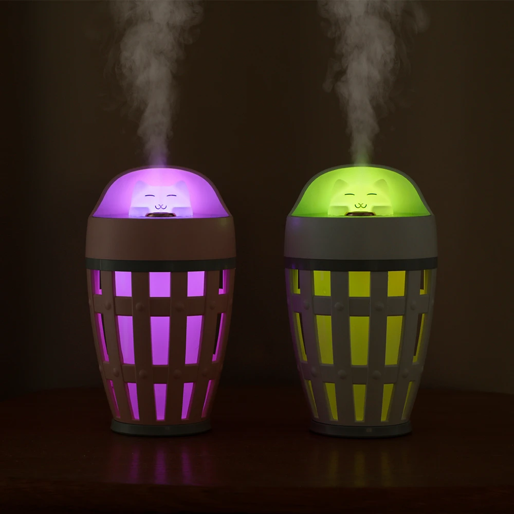 

260ML Lovely Cat Air Humidifier USB Car Aromatherapy Diffuser with LED Lamp Ultrasonic Cool Mist Maker Atomizer Humidificador