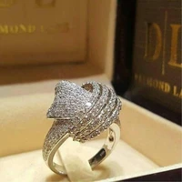 luxurious shiny zircon engagement ring elegant girl dinner party ring lady christmas gift exquisite statement jewelry gift