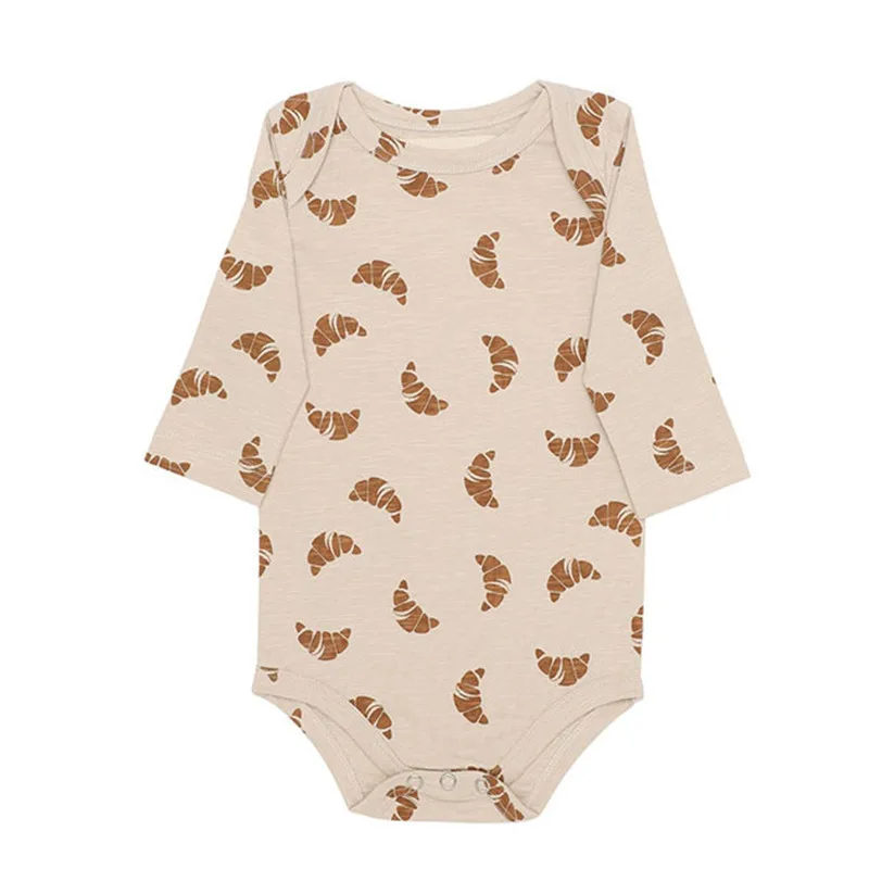 

EnkeliBB Cotton Made Baby Long Sleeve Autumn Spring Rompers Classic Croissant Pattern Cartoon One-piece Infant Boys and Girls