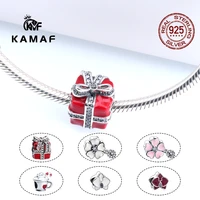 s925 silver enamel red gift box rose flower coffee cup charm big hole beads used to make diy necklaces and bracelets