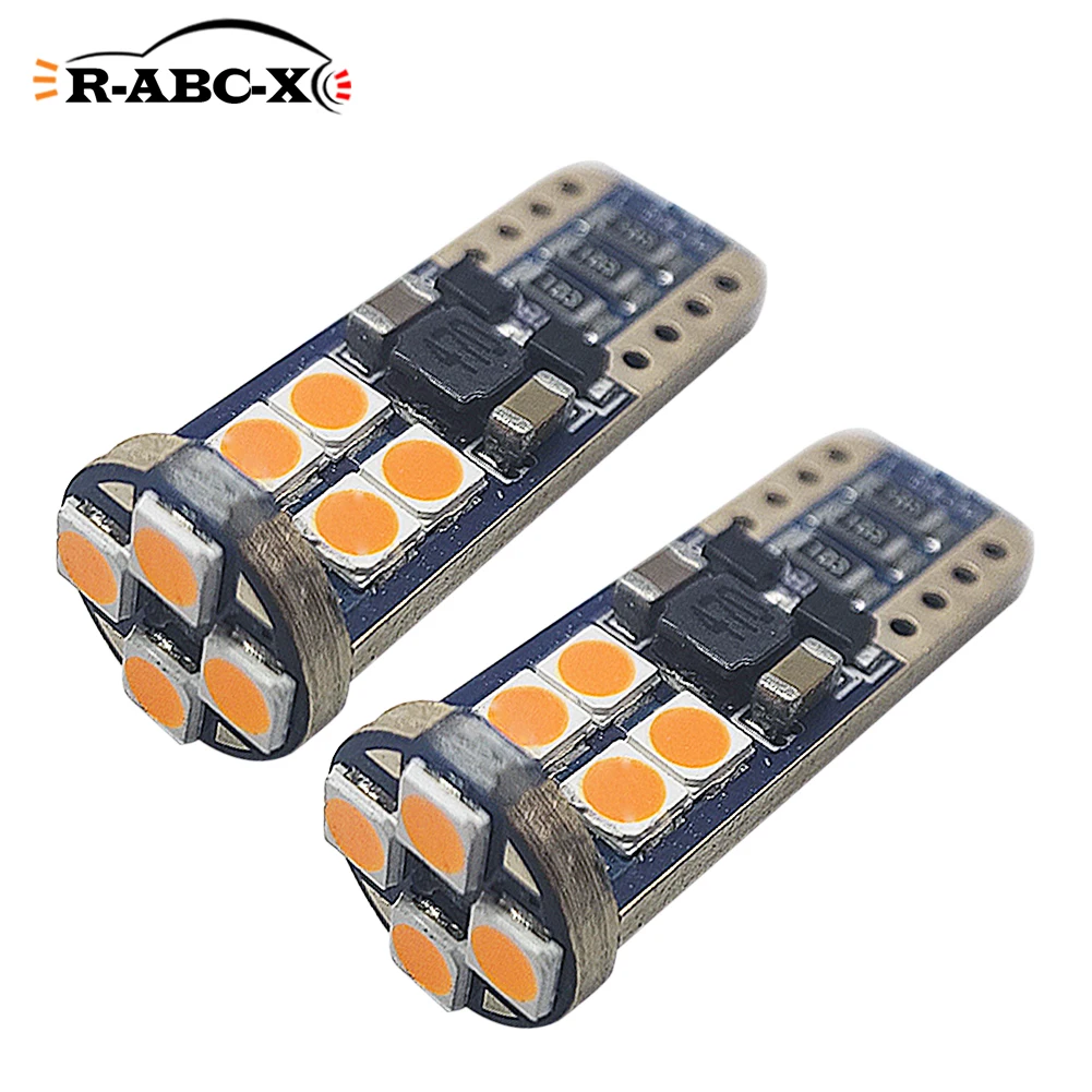 

RUIANDSION 2 шт. 194 168 CANBUS T10 W5W 12 светодиодов 3030SMD 7-28 в 12 В 24 В купольсветильник свет габаритная лампа лампочка Янтарная 3000K без вспышки