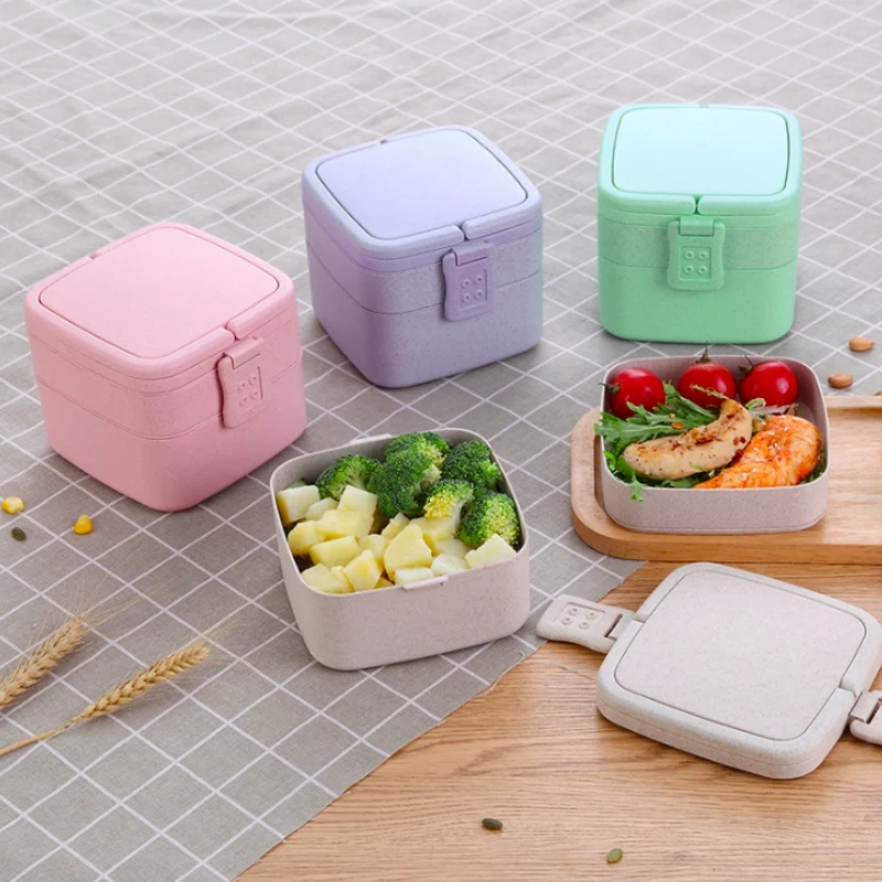 Japanese Style Microwave Bento Box Two Layers Wheat Straw Lunch Leak-Proof For School Work Food Container | Дом и сад