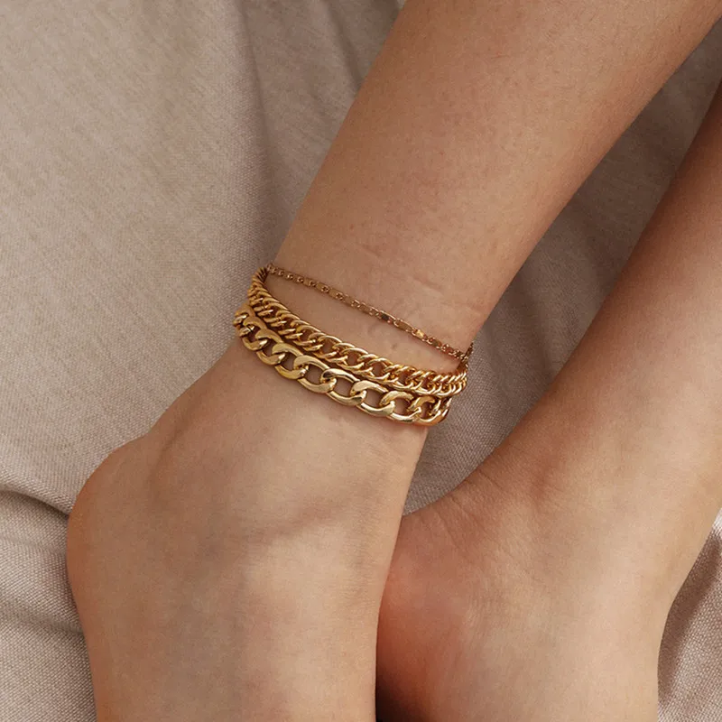 3 шт./компл. панк модный кубинский Толстый Браслет на ногу Искусственный