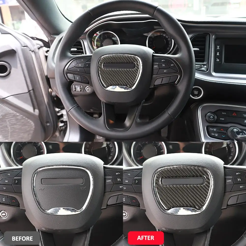 Углеродное волокно рулевое колесо Накладка подходит для Dodge Challenger Charger 2015 2020