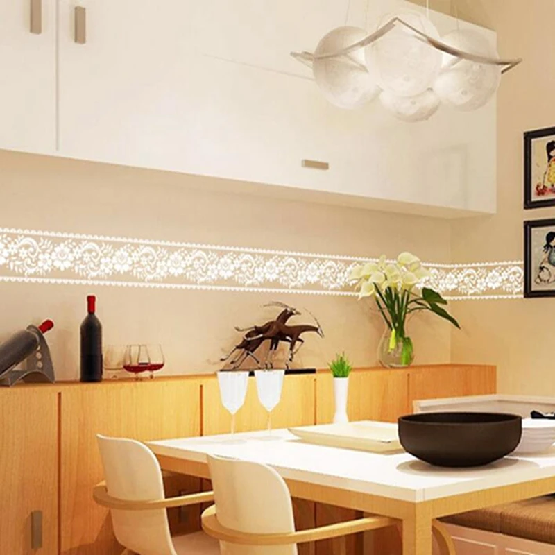 Белые кружевные прозрачные настенные Стикеры съемные обои наклейка на окно