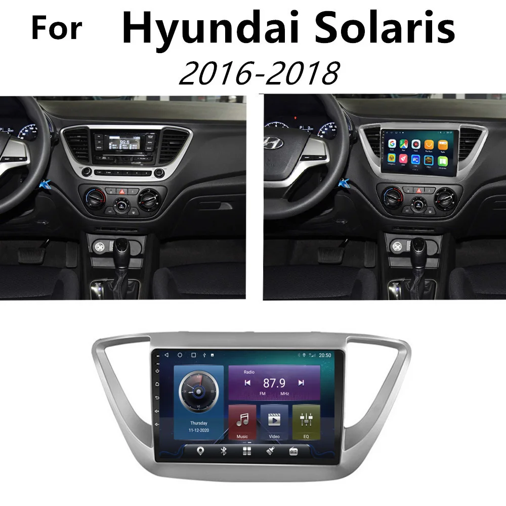 Автомагнитола для Hyundai Solaris мультимедийный видеоплеер на android 9 с "экраном