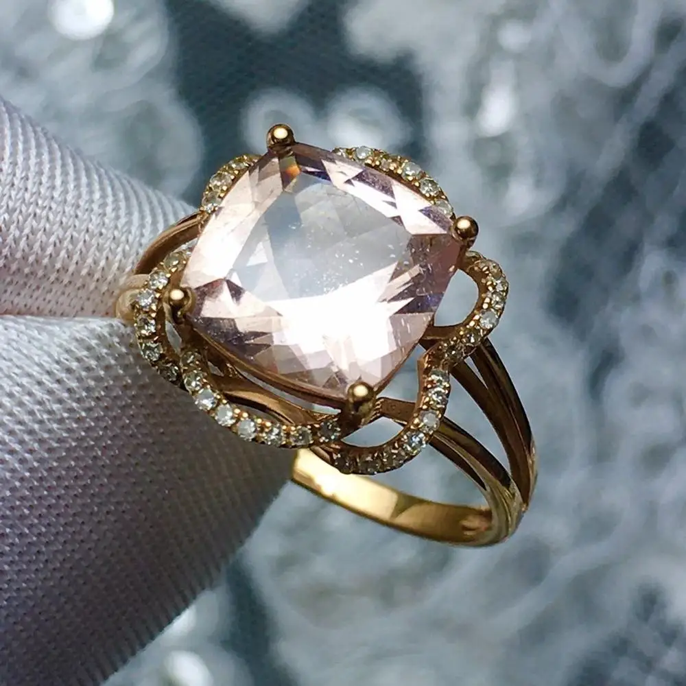 Женское кольцо с бериллом гелиодором морганитом A414 ювелирные украшения из