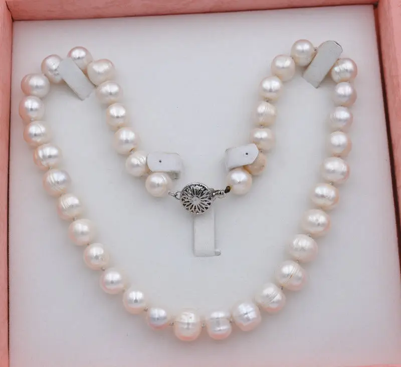 

Fashion Jewelry 10-11 mm white Pearl Necklace natural farming 18"