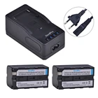 DuraPro 2x5200 мАч NP-F750 Аккумулятор для фотоаппарата + универсальное светодиодное быстрое зарядное устройство для Sony NP F970,F750,F770,F960,F550,F530,F330,F570