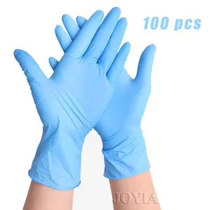 Одноразовые перчатки 100 шт., мягкие защитные перчатки без пудры для безопасной руки, для домашней работы, синие Эластичные Синтетические виниловые нитриловые перчатки S M L XL