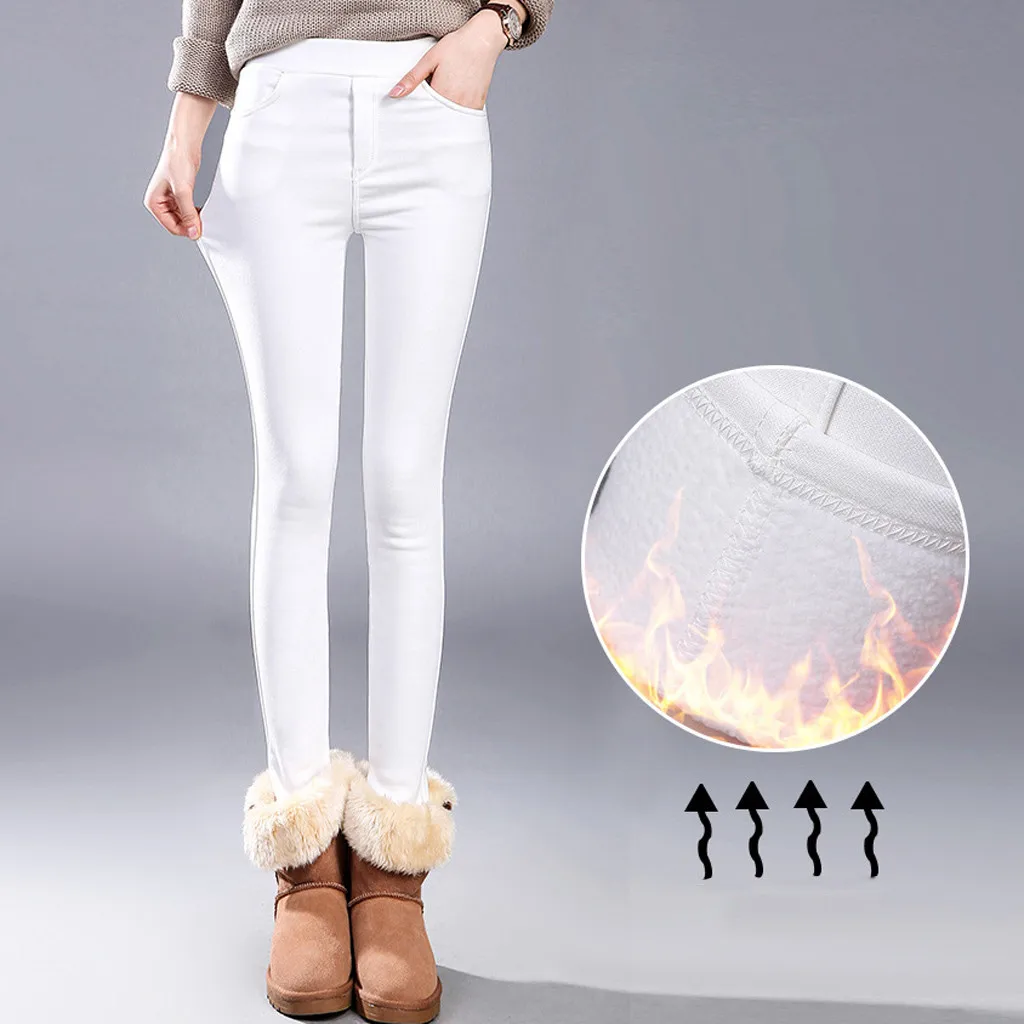 Женские офисные облегающие брюки Элегантные зимние теплые брюки-карандаш