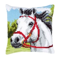 latch hook cushion yarn for cushion cover animal horse pillow case sofa cushion printed canvas pillow home decorative
