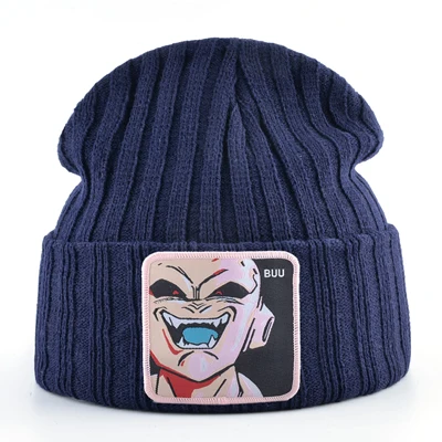 MAJIN BUU зимняя шапка для мужчин дракон вязаная шапочка с помпонами шапка s Женская Skullies Beanies для мужчин вязанная шапка с вышивкой унисекс теплые шапки Gorro - Цвет: BLUE3