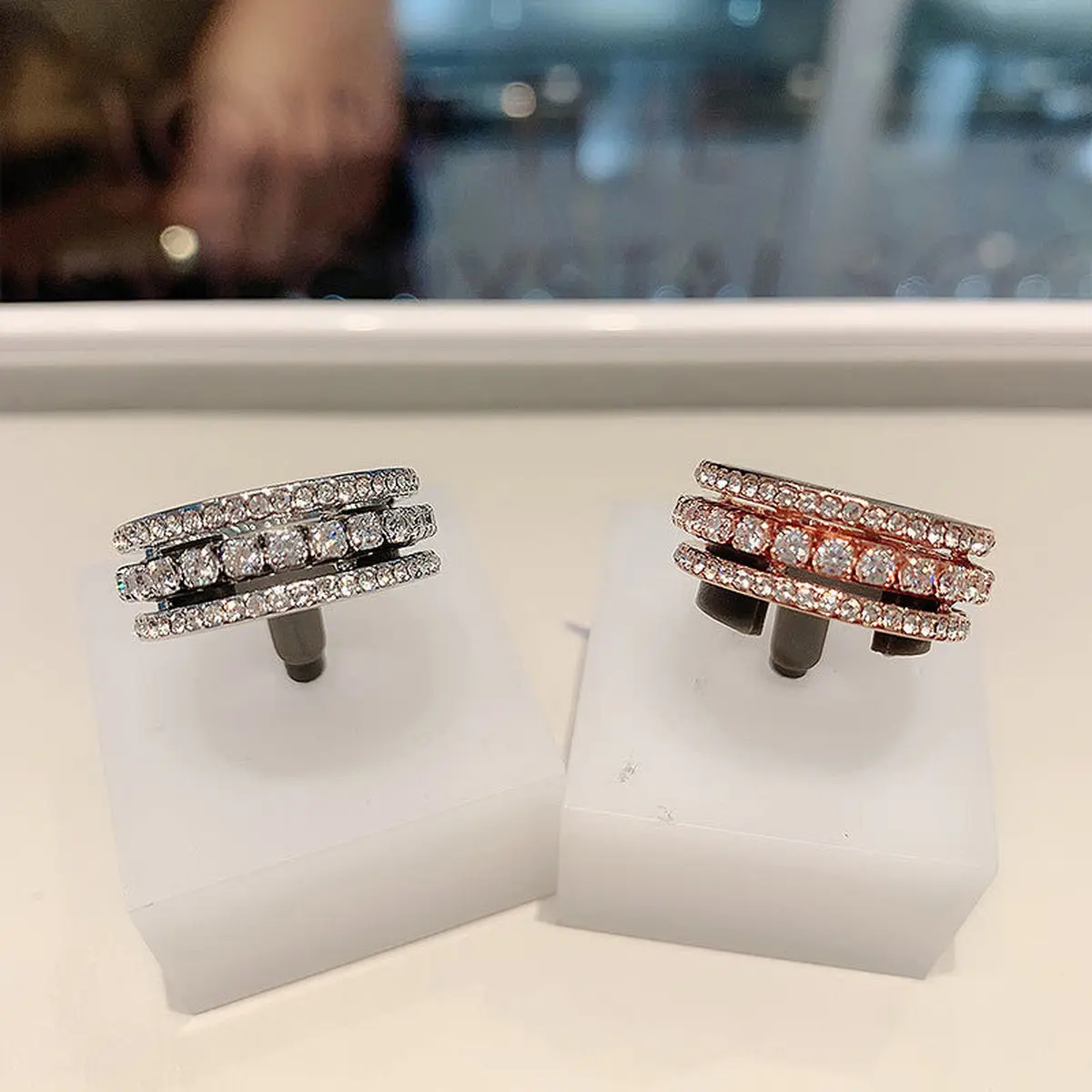 

QSJIE High quality SWA wheel type women's ring Charming fashion jewelry