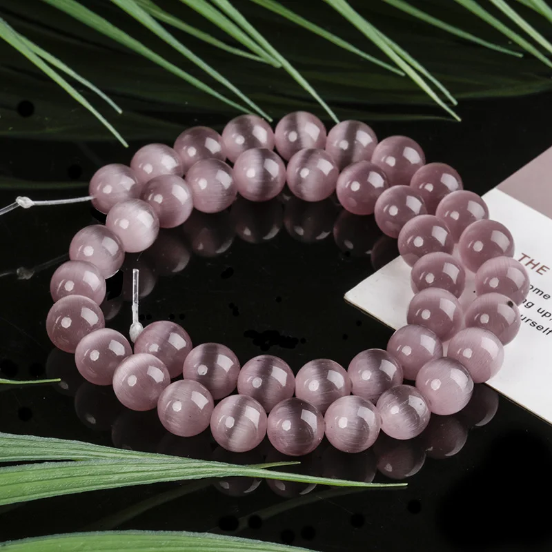 

Wholesale 4/6/8/10mm Natural Moon Stone Beads Light Purple Cat Eye Round Loose Beads for DIY Jewelry Making Bracelet Necklace