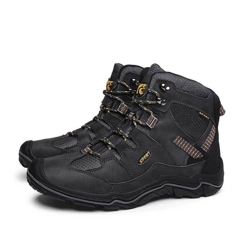 gray Brand Hiking Shoes Men Spring Hiking Boots Mountain Climbing Shoes Outdoor Sport Shoes Trekking Sneakers Size 38-45 - Цвет: gray