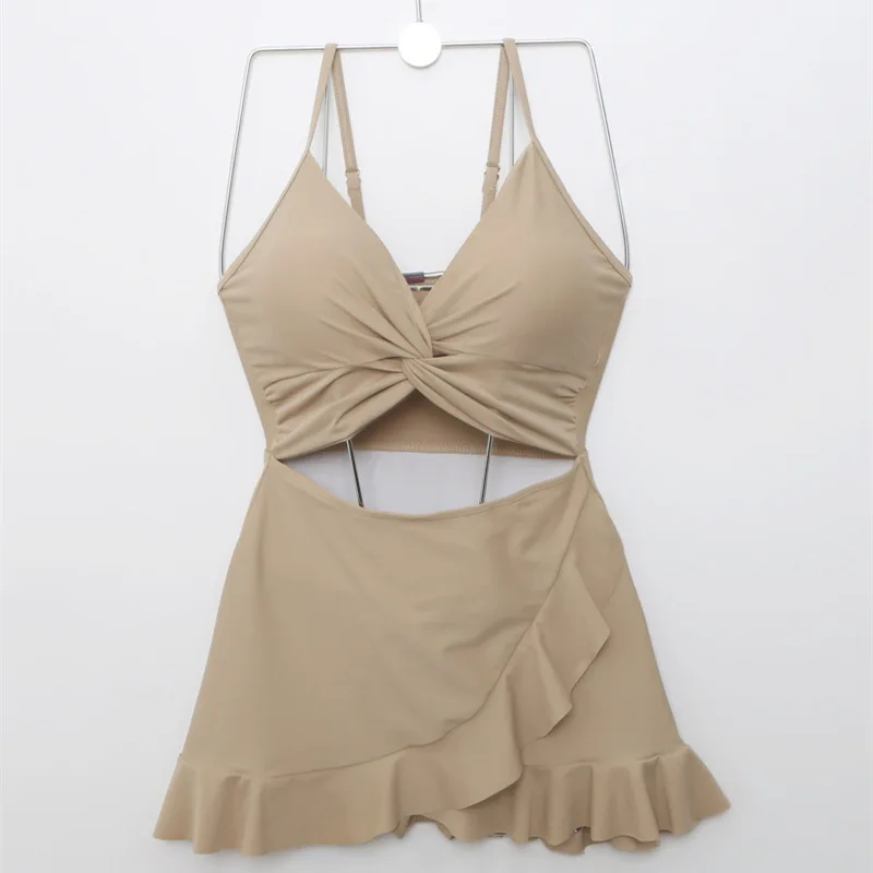 

One Piece Swimsuit Women 2020 Plus Sizes Beach Wear Rashguard New Push Up Sexy With Skirt Bikini Solid Polyester Sierra Surfer