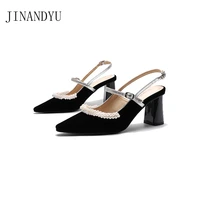 pearl women sexy sandals high heels ladies fashion trendy shoes for women 2021 sexy slippers black chunky heels woman sandals