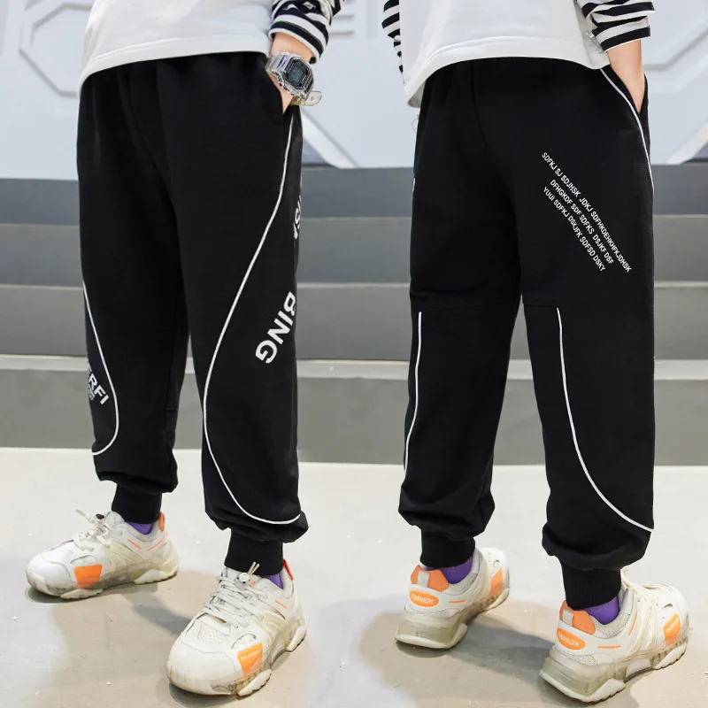 

Boys Sport Pants Casual 2021 Kids Spring Trousers Letter Print Teen Sweatpants For Boy Autumn Children Black Clothing 4-13 Years