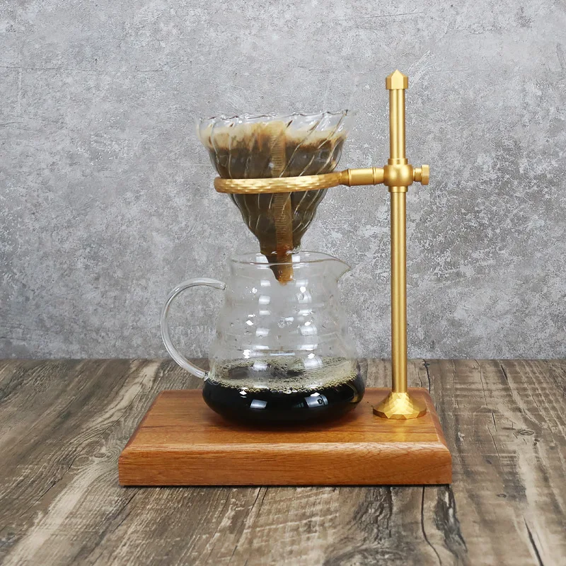 Soporte de filtro de caf&eacute; de Metal, soporte de taza de caf&eacute; Retro, Simple, un solo producto, estante de caf&eacute; con punz&oacute;n de mano, taza de filtro de bronce-2